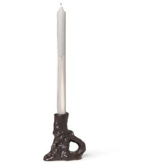 Bougeoir Dito céramique marron / 6 x 11 x H 12 cm - Grès - Ferm Living