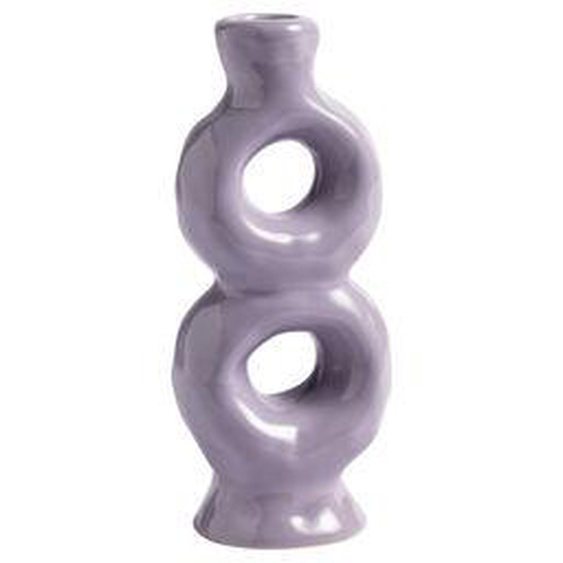 Bougeoir Loop céramique violet /  L 8 x H 18 cm - & klevering