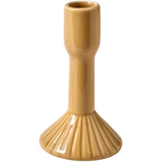 Bougeoir Strié Céramique Jaune -