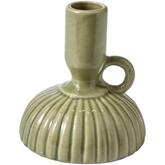 Bougeoir Strié Céramique Vert -