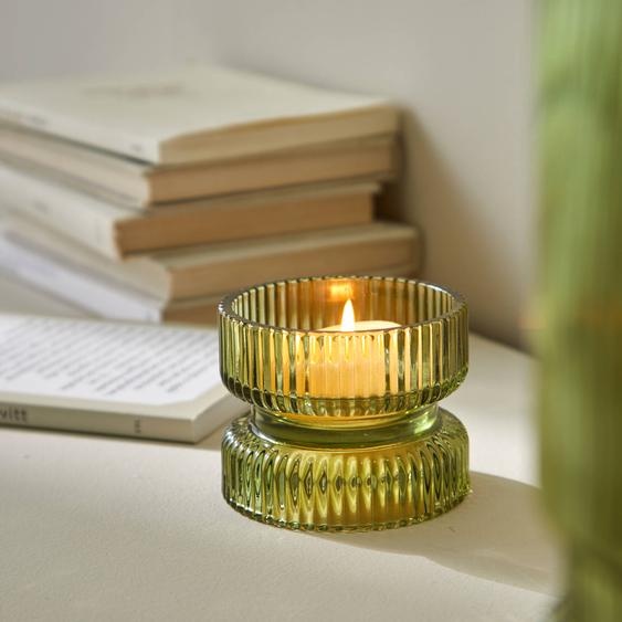 Bougeoir Strié En Verre -