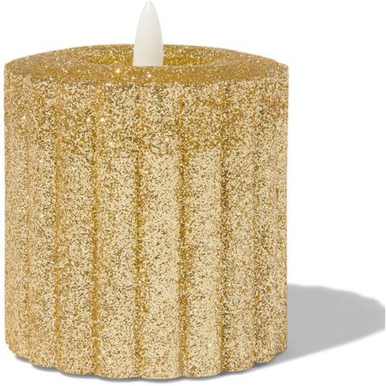 Bougie LED Or Paillette Blanc Chaud Ø7.5x8cm