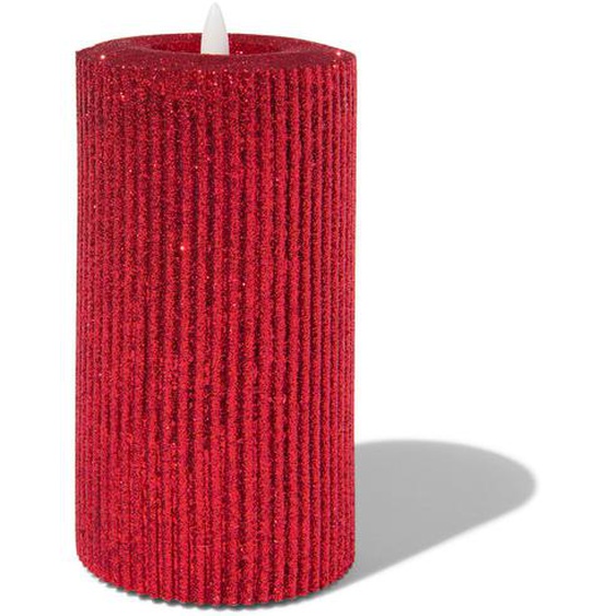 Bougie LED Rouge Paillette Blanc Chaud Ø7.5x15cm