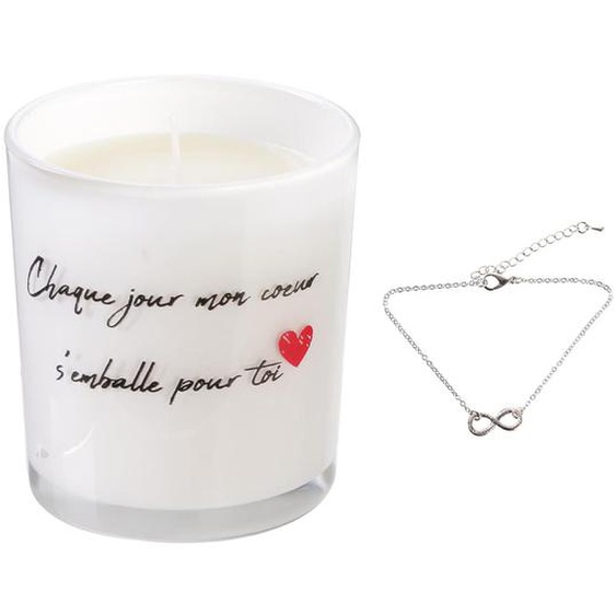 Bougie parfumée fleurs de printemps MALAGA blanche + bracelet surprise