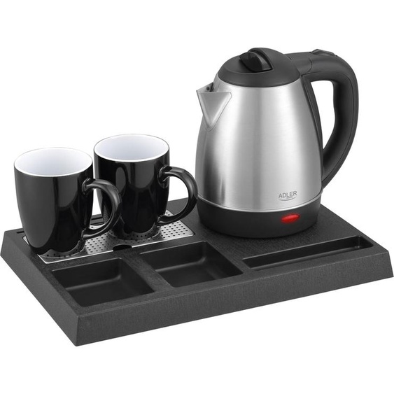 Bouilloire dhôtel - set de bienvenue avec plateau et 2 mugs Adler AD 1354