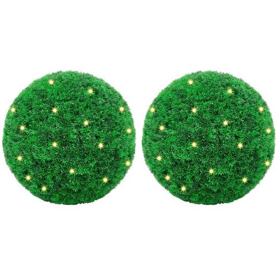 Boules de buis artificielles avec lumières LED 2 pcs vert 45 cm
