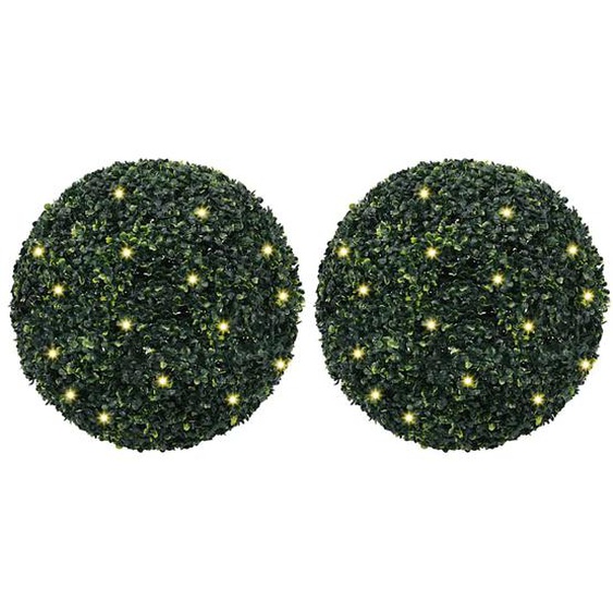 Boules de buis artificielles avec lumières LED 2 pcs vert 52 cm