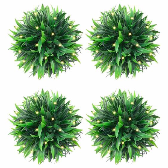 Boules de buis artificielles avec lumières LED 4 pcs vert 15 cm