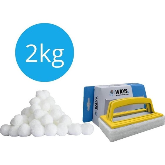 Boules de filtration polysphériques Flowclear - 2000 grammes & brosse à récurer WAYS