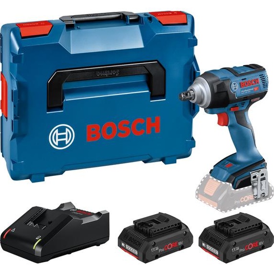 Boulonneuse 18 V GDS 18V-300 Professional + 2 batteries Procore 4 Ah + chargeur en coffret L-BOXX BOSCH 06019D8202