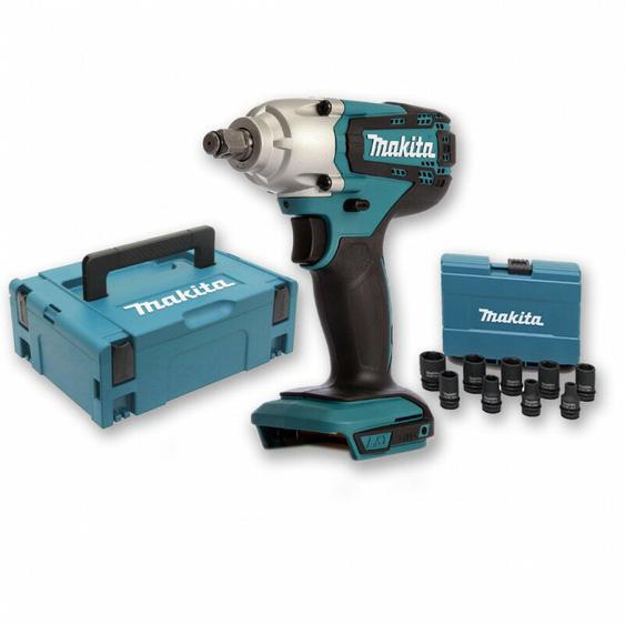 Makita - Boulonneuse à chocs 18V 190Nm 1/2 DTW190 (machine seule) + Coffret 9 douilles + coffret