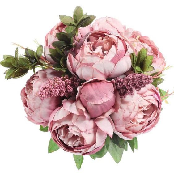 Bouquet de pivoines artificielles vintage en soie pour décoration de mariage, maison, table, cuisine, couleur de la pâte de haricot