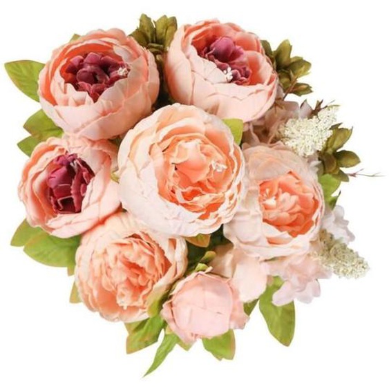 Bouquet de pivoines artificielles vintage en soie pour décoration de mariage, maison, table,, jardin (Rose clair)