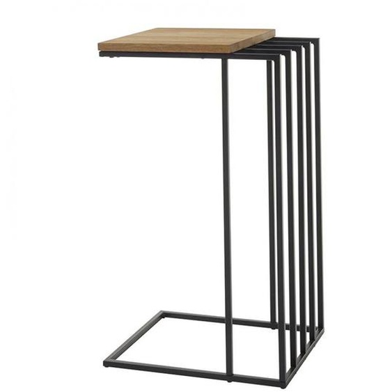 Bout de canapé console JULLY chêne massif huilé et métal noir