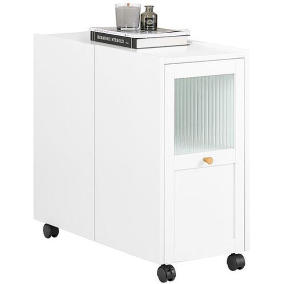 SoBuy Bout de Canapé FBT150-W avec 1 Tiroir et 2 Portes Table dAppoint  L31 x P70cm x H60 cm, Blanc