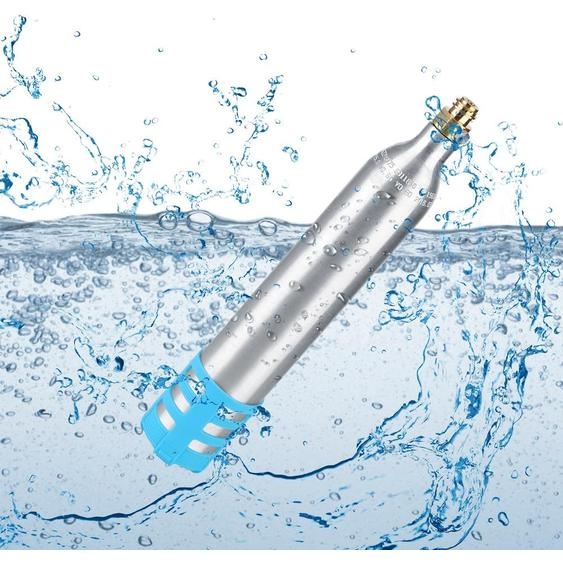 Bouteille de soda rechargeable de 0,6 litre, cartouche de CO2 rechargeable de remplacement, accessoires pour machines, étui en silicone bleu
