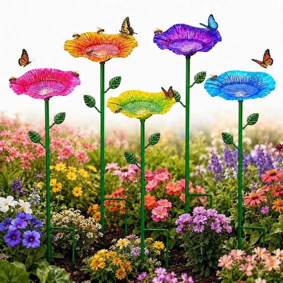 Bouteilles en métal pour abeilles, en forme de fleur, 15 cm, lot de 5
