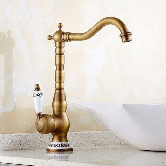 Bouton de chasse deau en céramique vintage, pour une seule main, en métal brillant, design rétro.