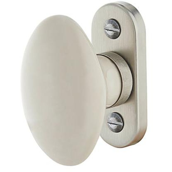 Bouton de fenêtre ovale sur platine porcelaine de Limoges coquille duf