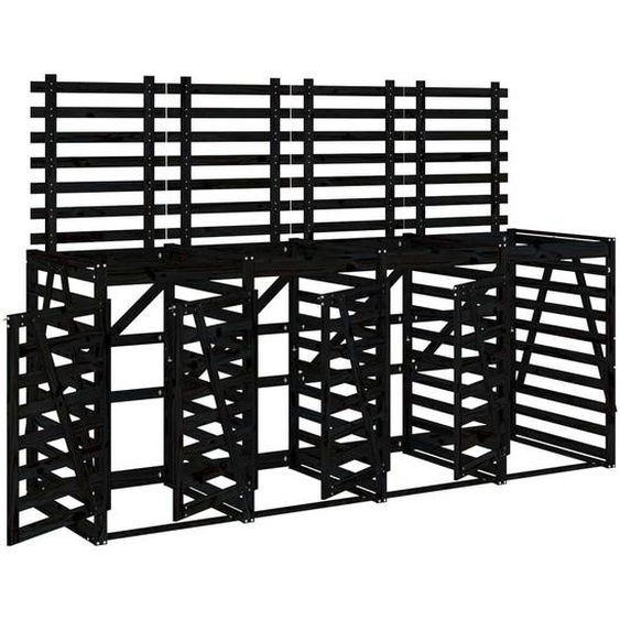 Box pour poubelles 4 tonnes noir pin massif