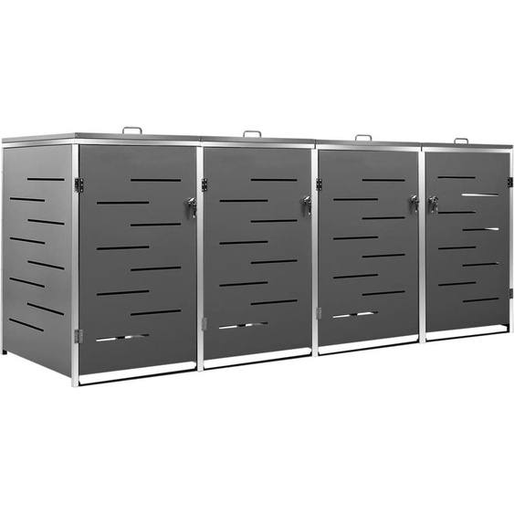 Abri pour quatre poubelles 276,5x77,5x112,5 cm Inox