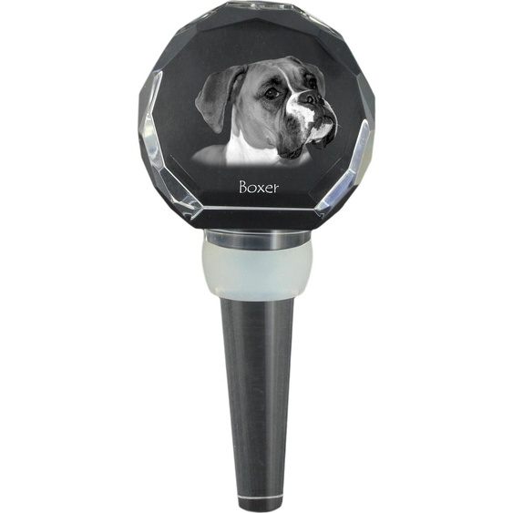 Boxer I - Bouchon en cristal pour bouteille, bouchon à vin unique avec photo, cadeau personnalisé pour sommelier de la marque Art-Dog