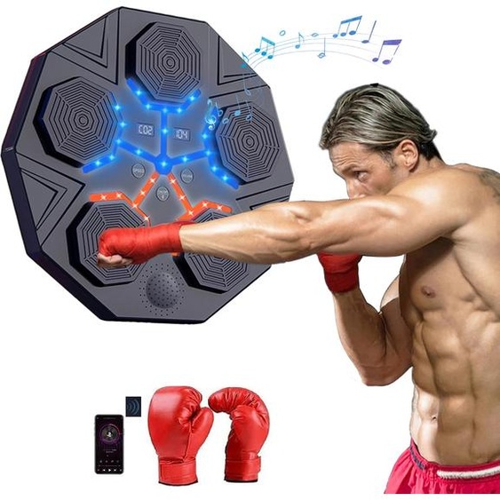 Boxtrainer intelligent, vitesses réglables, intégration de musique Bluetooth, noir
