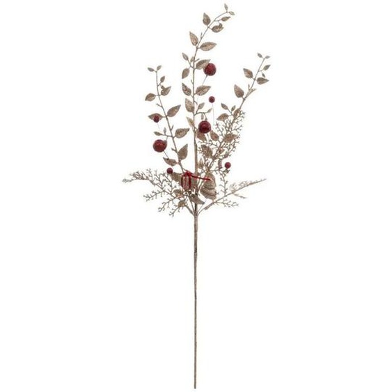 Branche De Feuilles Déco soir 75cm Or & Rouge