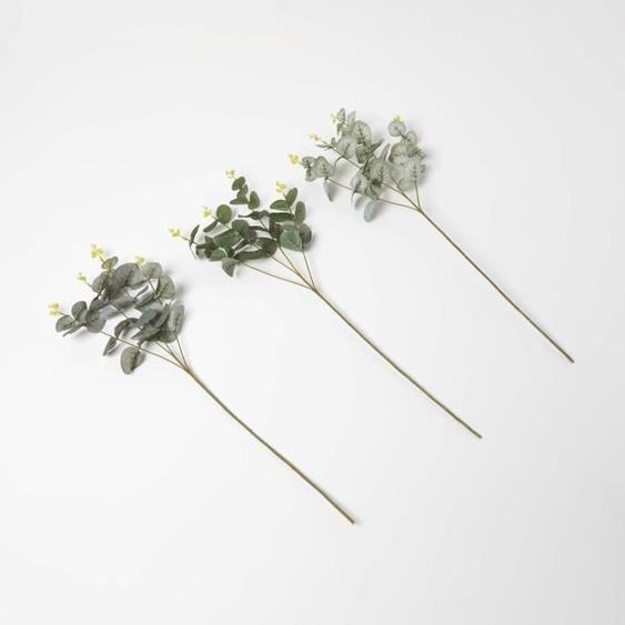 Branches deucalyptus artificiel - HOMESCAPES - Lot de 3 - 68 cm - Vert - Décoration intérieure