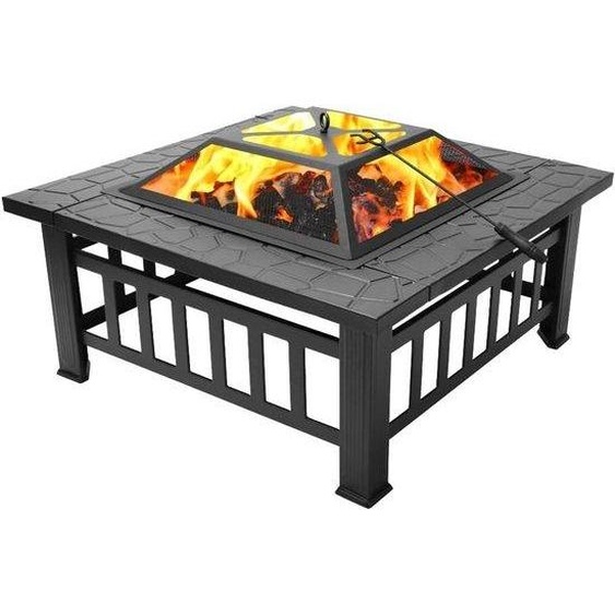 Brasero de jardin en métal pour terrasse et balcon (carré)