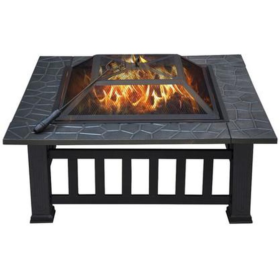Yaheetech - Brasero Exterieur pour Jardin Terrasses Brasero pour Fête Foyer Poêle Chauffant Noir 81 x 81 x 50 cm