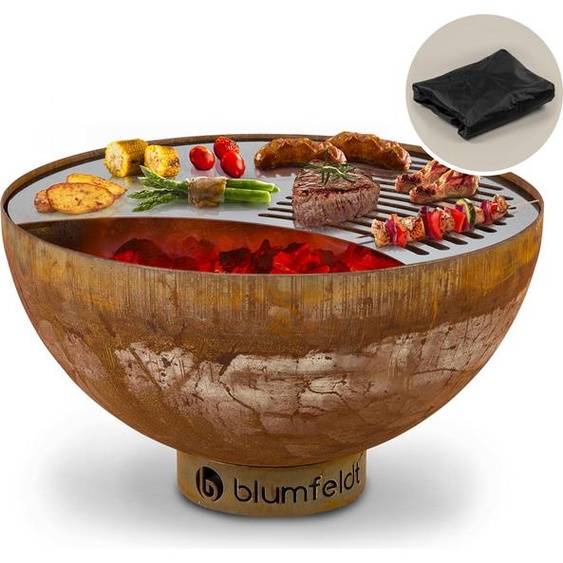 Braséro Savage avec barbecue Ø : 60,5 cm acier incl. protection contre les intempéries rouille