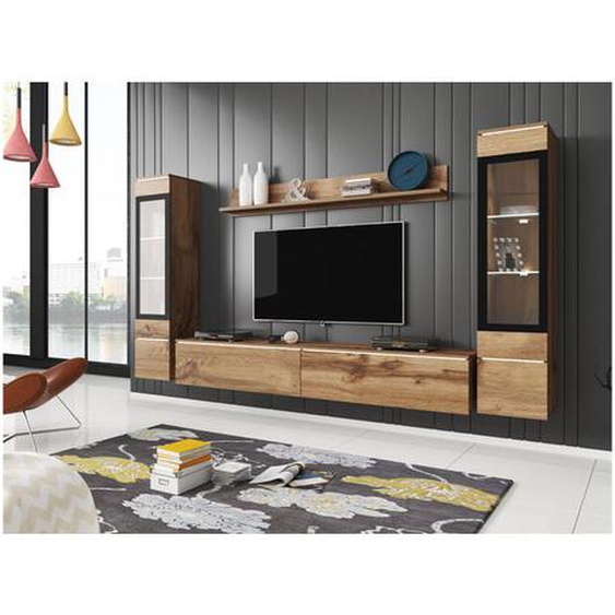 Bratex - Ensemble de meubles de salon vera ii, ensemble de meubles de salon, éclairage led inclus, couleur wotan