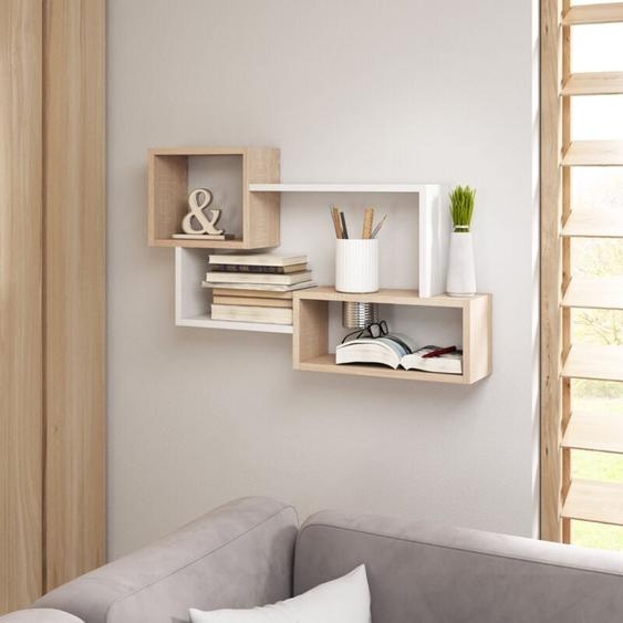 Bratex - tagère murale trio 05, tablette murale, étagère suspendue, couleur blanc/sonoma.