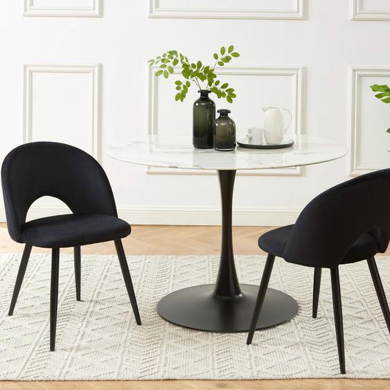 Bratina - Lot de 2 chaises en velours et pieds en métal - Couleur - Noir
