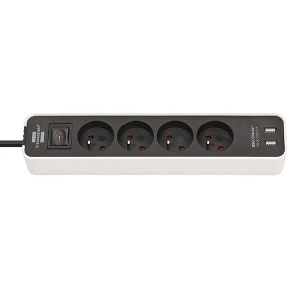 BRENNENSTUHL Multiprise Ecolor Brennenstuhl, 4 prises courant, 2 prises USB, coloris noir et blanc