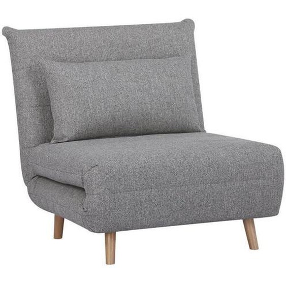 BREWEN - Chauffeuse 1 Place Convertible Tissu Gris Chiné avec Coussin