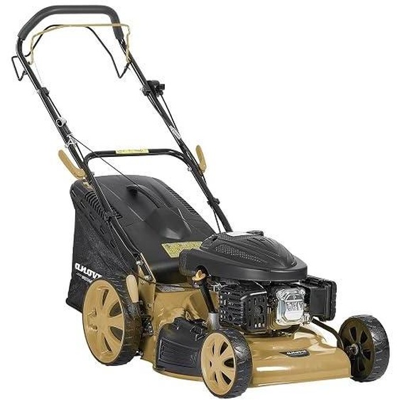 Bricogarden | Tondeuse à gazon | 5 CV - 3,6 kW | 173 CC | 37,3 kg | Châssis en acier | Largeur de coupe : 51 cm | Hauteur de coupe : 25-75 mm (10 positions) | Bac de ramassage : 60 l | Roues avant : 20,3 cm | Roues arrière : [informations manquantes]