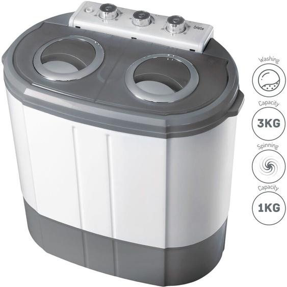 Briebe - WM1140 Mini Machine à Laver Portable Camping 3Kg Lavage 1Kg Centrifugeuse 2 Compartimen 190 w Blanc/Gris