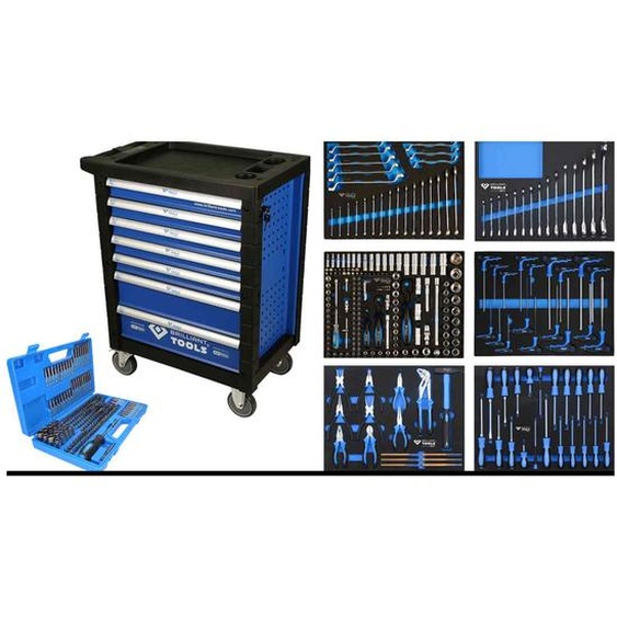 Brilliant Tools Chariot datelier avec 7 tiroirs et 473 outils