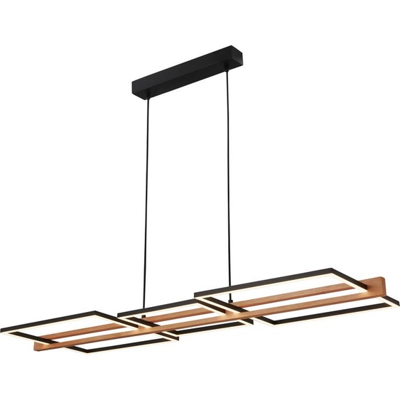 Briloner Moldura Lampe LED suspendue,Reproduction bois, variateur 3 niveaux, fonction mémoire, lumière blanc chaud, noir-bois, 108 x 35 x 150 cm
