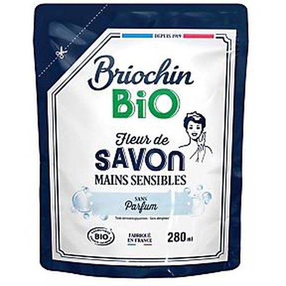BRIOCHIN Savon mains liquide Briochin Bio sans parfum, recharge 280 ml