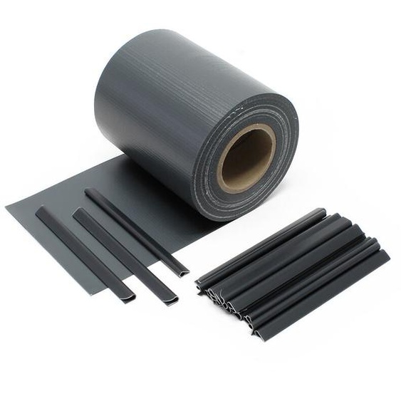 Brise-vue en rouleau – anthracite – 35 m x 19 cm – en pvc 650 g/m² – avec 20 clips – Protection visuelle Pare-vue extérieur pour Clôture Jardin