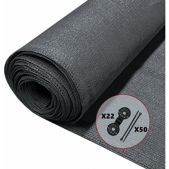 Brise vue occultant en hdpe 150g/m² 1.5x10m avec attaches de fixation anthracite
