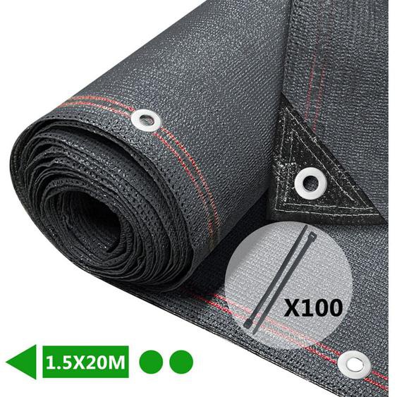 Brise vue occultant en hdpe 230g/m² 1.5x20m avec attaches de fixation anthracite