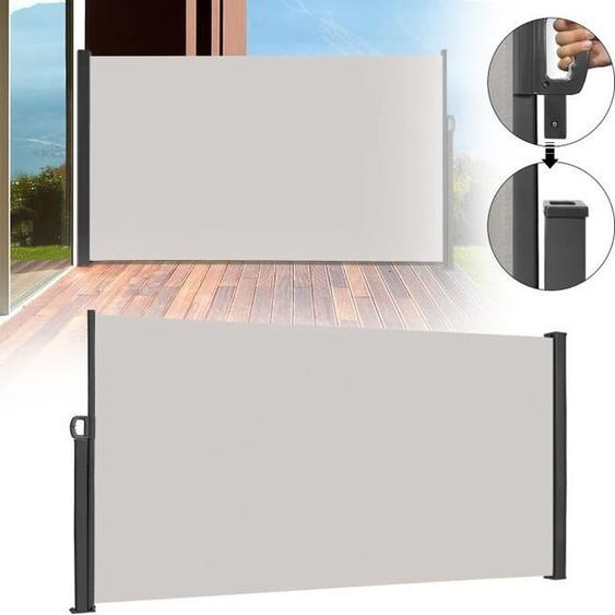 Brise Vue Rétractable - LZQ - Gris - Protection UV - 1,8 x 3 m
