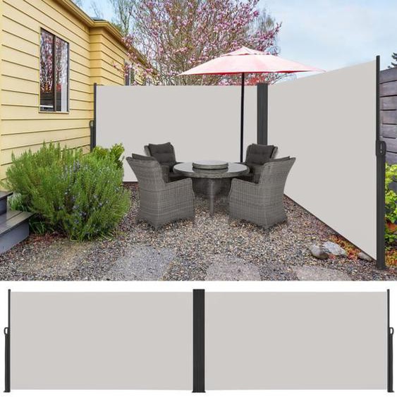 Brise Vue Rétractable - LZQ - Paravent extérieur rétractable - Protection UV - 1,6 x 6 m - Gris clair
