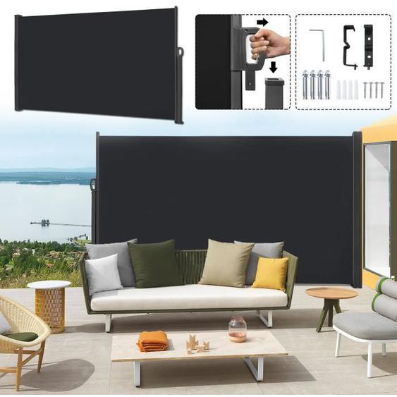 Brise Vue Rétractable - LZQ - Paravent extérieur rétractable - Protection UV - 1,8 x 3 m - Anthracite