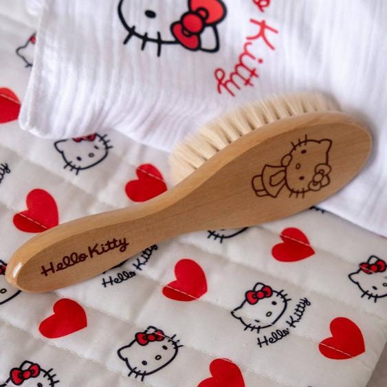 Brosse bébé en bois Hello Kitty marron