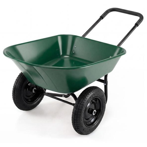 Brouette à deux roues COSTWAY 78 L, 100 kg, avec fonction de basculement et pneus en caoutchouc plein, brouette de jardin, brouette de chantier, brouette de transport, en métal, 64 x 138 x 65 cm